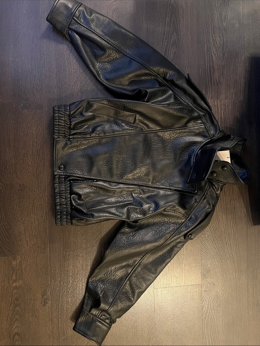 ZARA VIRAL Black Leather Bomber Jacket - Women NWT